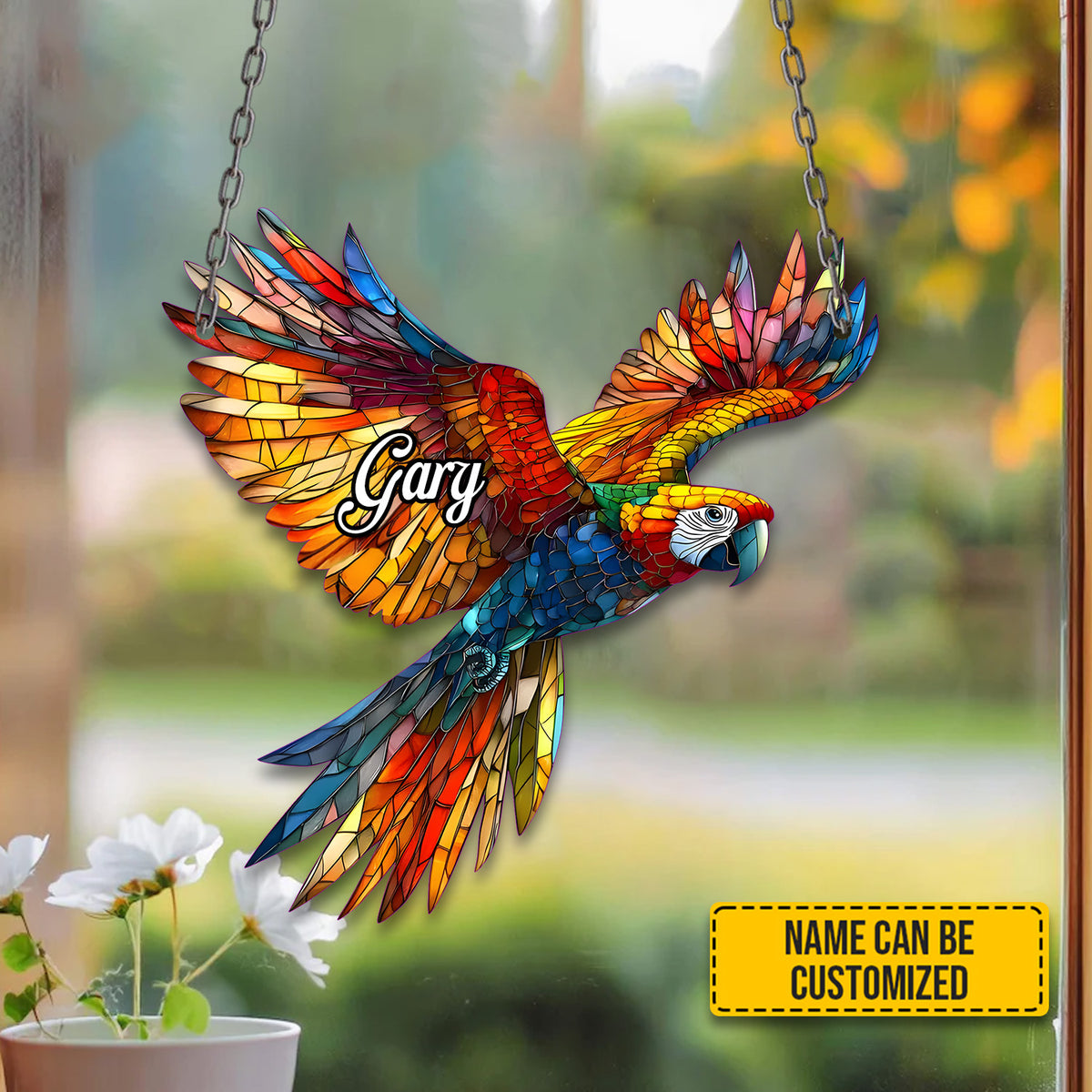 Colorful Flying Parrot - Personalized Acrylic Window