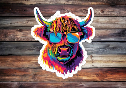 Super Cool Highland Cow Sticker