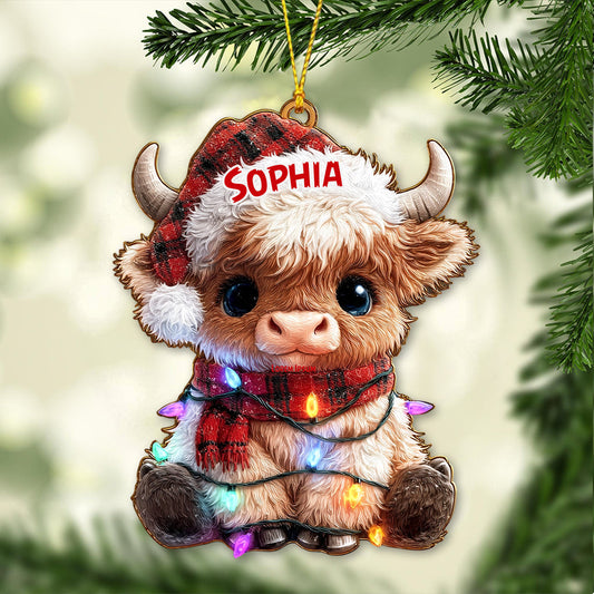Christmas Highland Cow - Personalized Highland Cow Ornament