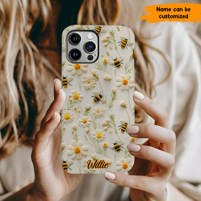 Bee & Daisy Floral - Personalized Phone Case