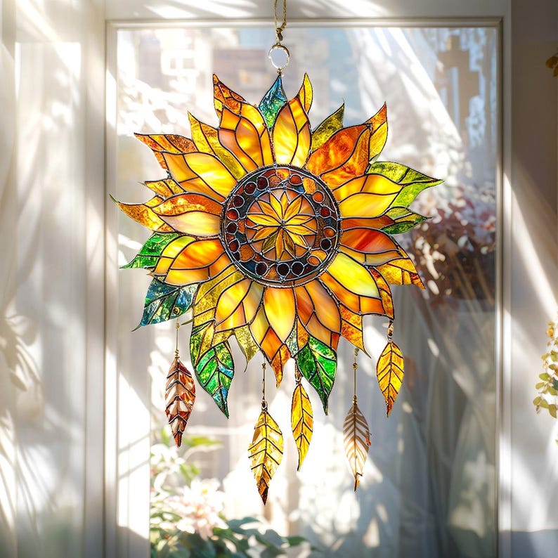 Sunflower Acrylic Suncatcher, Flower Window Hanging