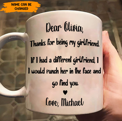 Funny Love Note Gift for Girlfriend – Personalized Couple White Mug