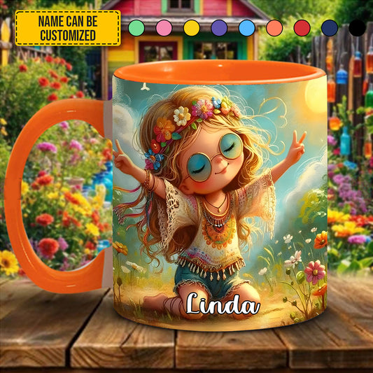 Personalized Hippie Girl Accent Mug