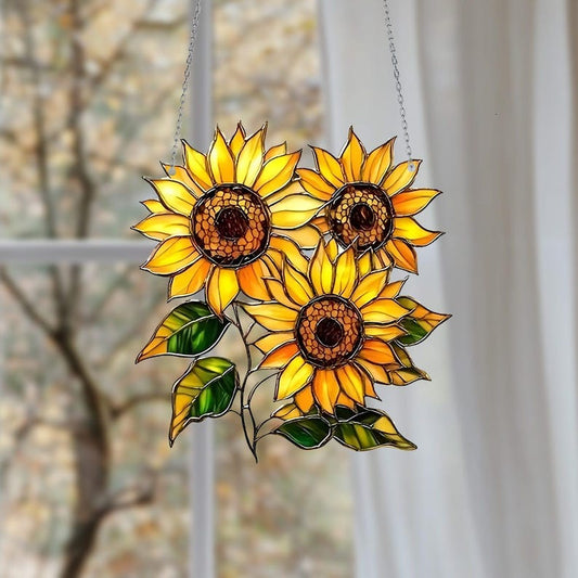 Sunflower Acrylic Suncatcher Hanging, Sunflower Suncatcher, Sunflower Window Hanging