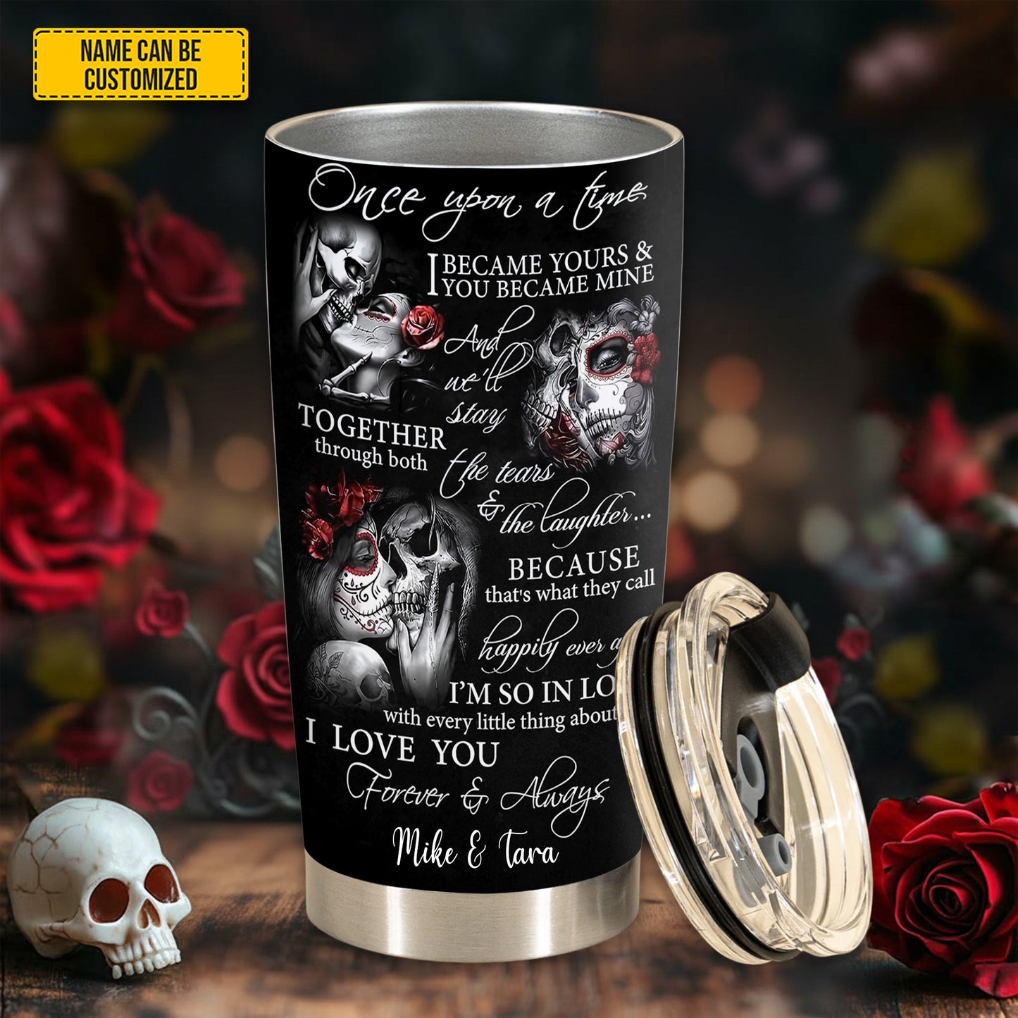 Gothic “Forever & Always” Personalized Couple Tumbler