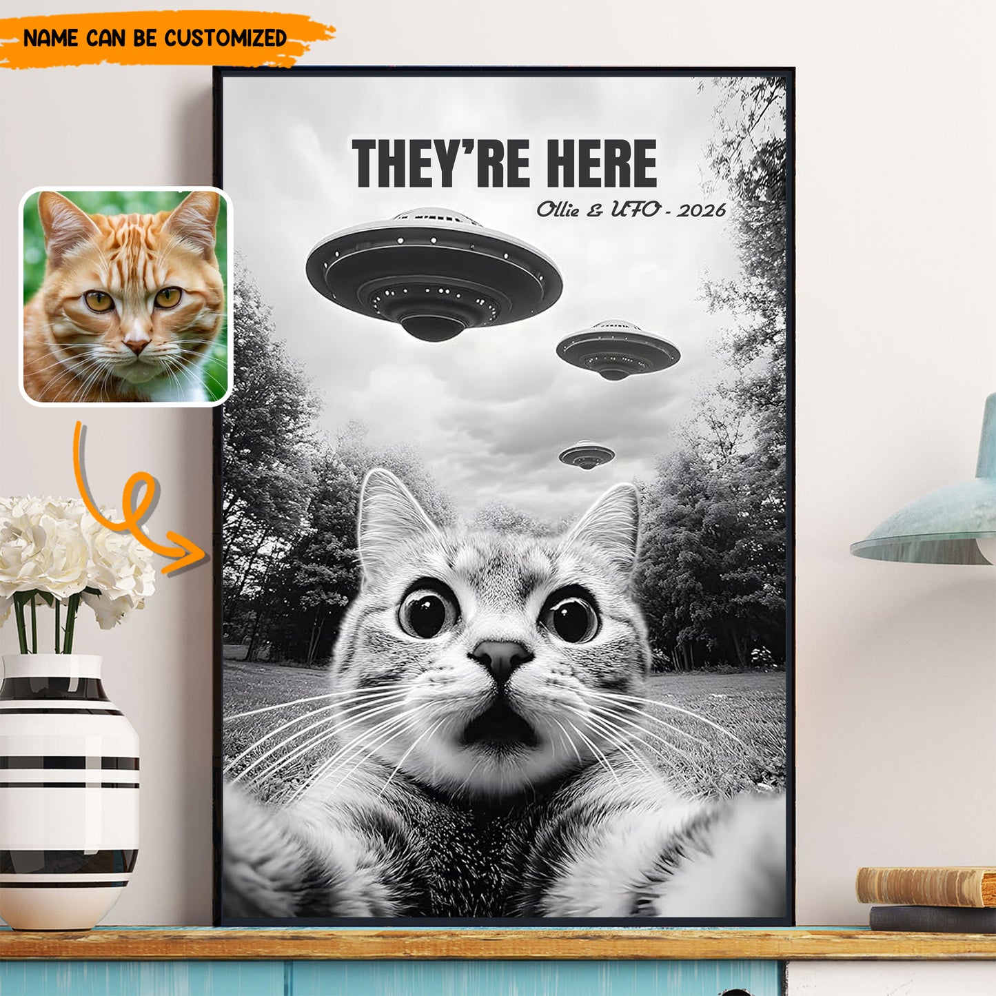 I Want To Believe – Personalized UFO Pet Selfie Photo Poster & Canvas