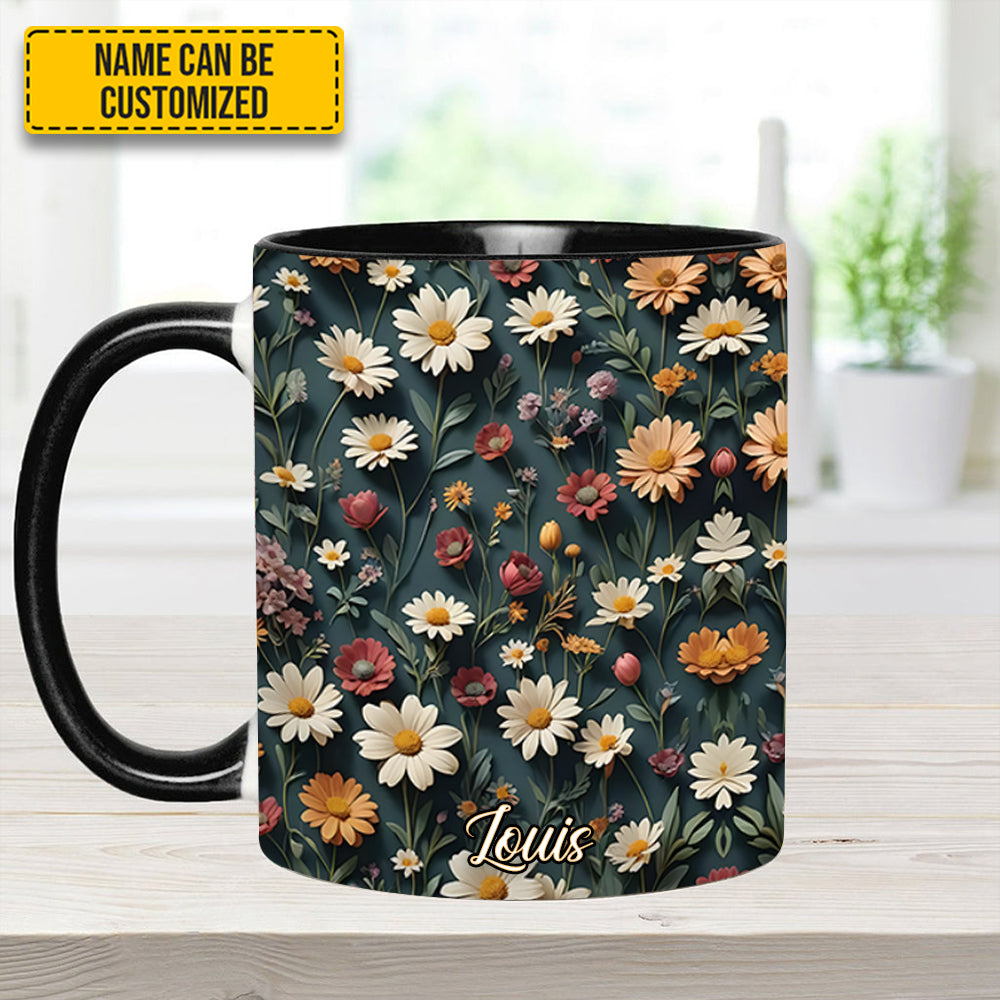 Beautiful Floral - Personalized Flowers Accent Mug