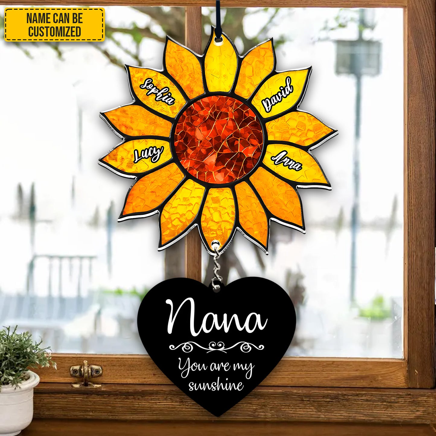 Personalized Sunflower Family Acrylic Window