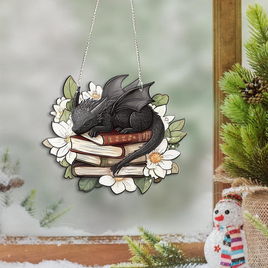 Fantasy Dragon Books Acrylic Window Hanging