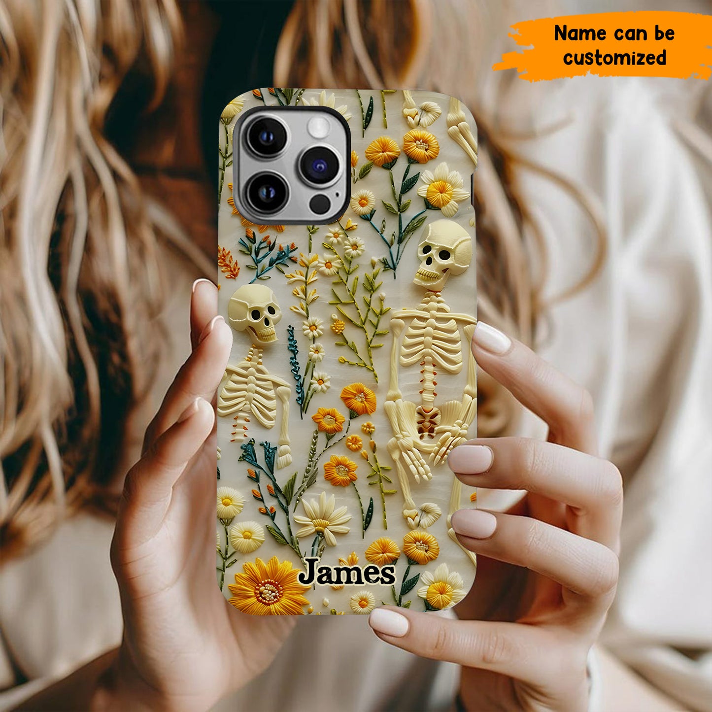 Personalized Skeleton Flower Phone Case