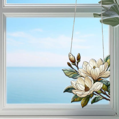 White Magnolia Acrylic Window Hanging