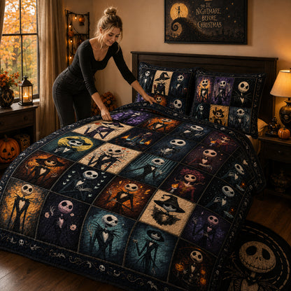 Gothic Skeleton Patchwork Quilted Bedding Set
