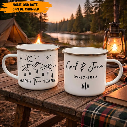 Happy Tin Years Anniversary Gift - Personalized Enamel Mug