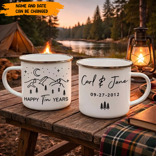 Happy Tin Years Anniversary Gift - Personalized Enamel Mug