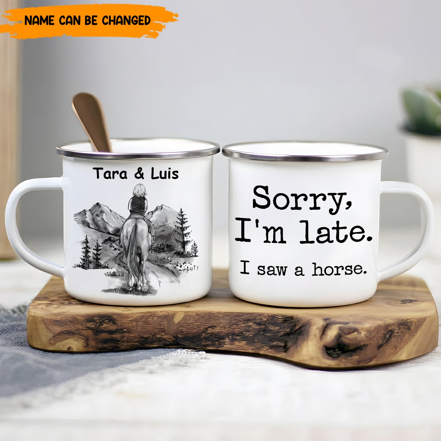 I Saw A Horse - Personalized Enamel Mug