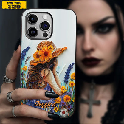 Personalized Hippie Flower Girl Phone Case