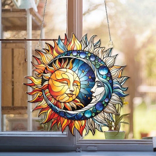 Celestial Sun Moon Acrylic Window Hanging