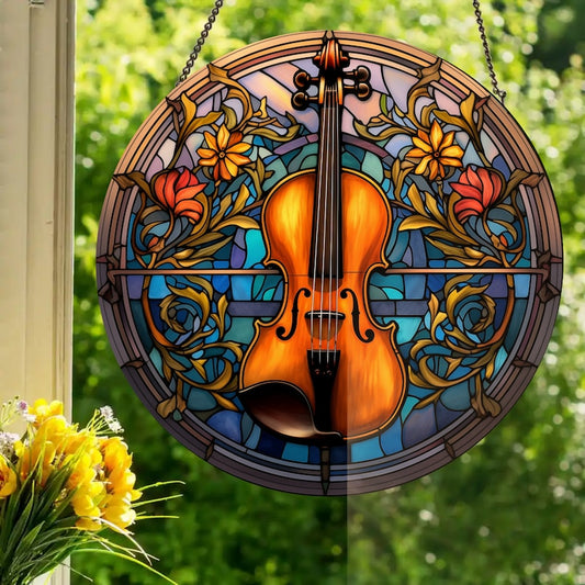 Violin Stained Glass Suncatcher
