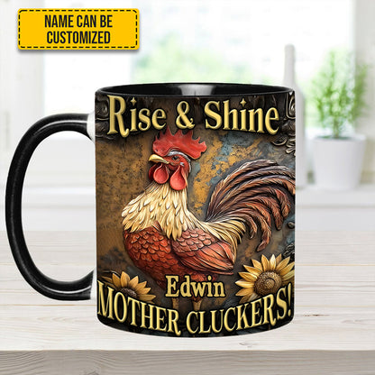 Rise & Shine - Personalized Chicken Accent Mug