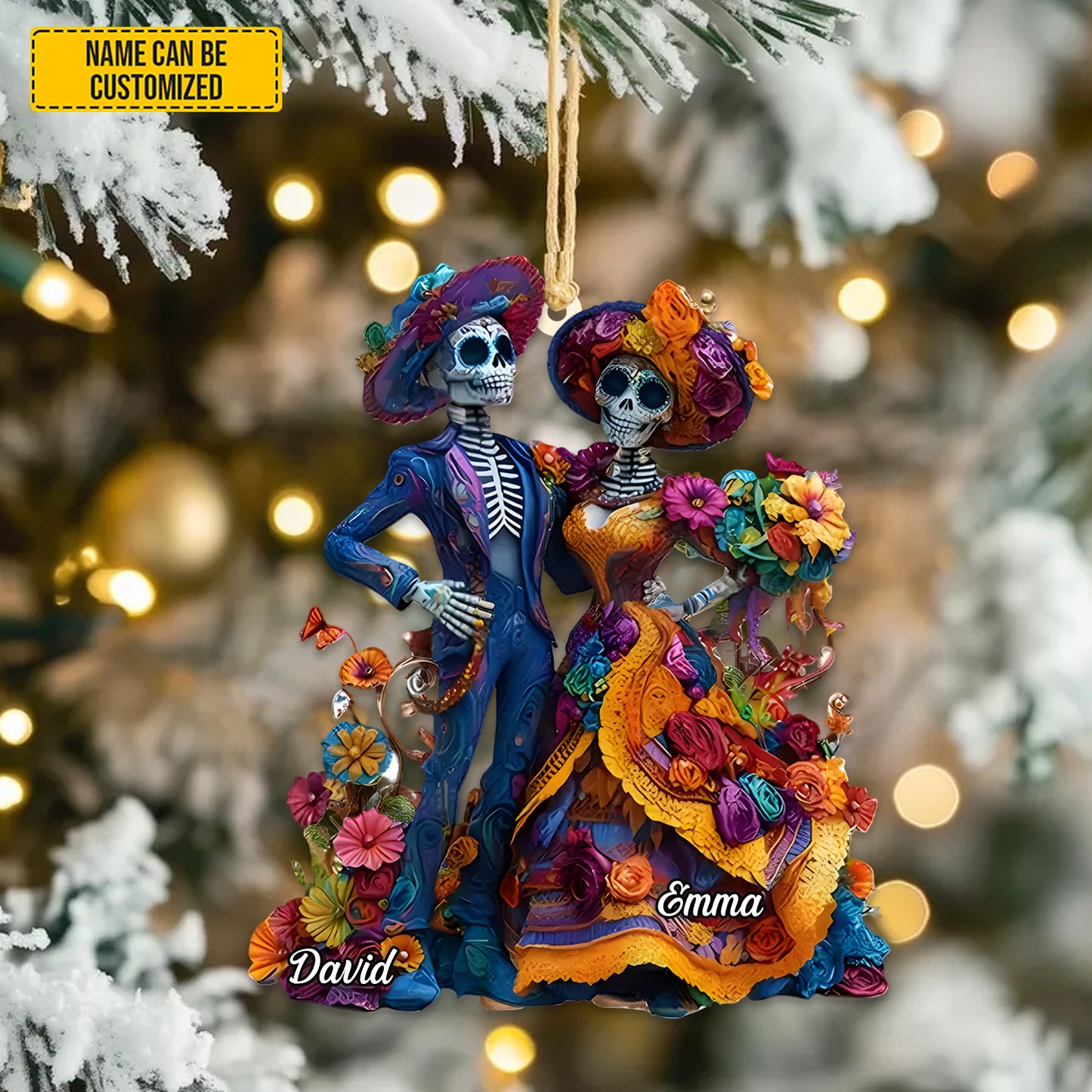 Personalized Day of the Dead Couple Ornament