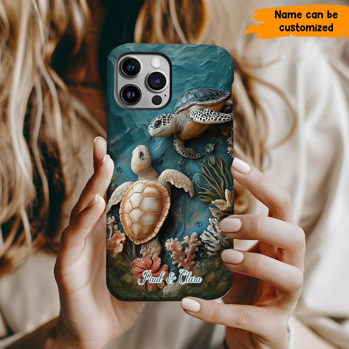 Personalized Couple Turtles Love Phone Case