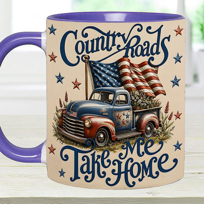 Country Roads Take Me Home – Patriotic Vintage Truck Accent Mug