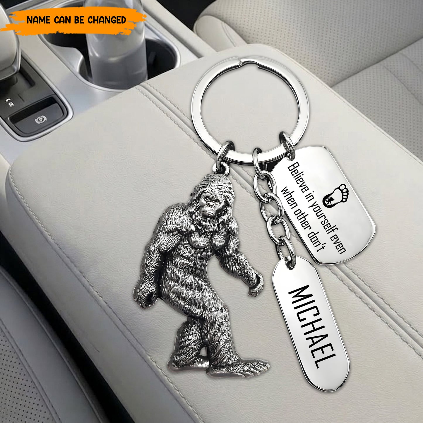Believe In Yourself - Personalized Bigfoot Keychain