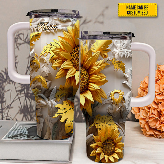 Beautiful Sunflower - Personalized Tumbler With Handle 40oz
