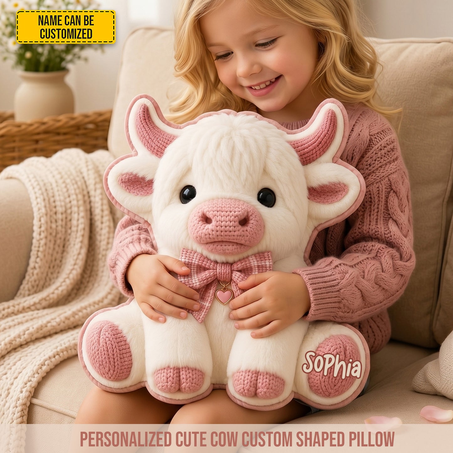 Personalized Adorable Cow Shaped Pillow