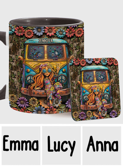 Hippie Girl - Personalized Hippie Accent Mug