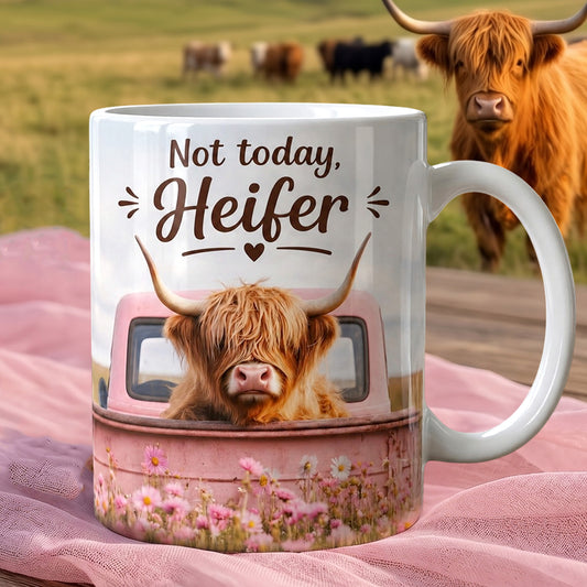 Not Today Heifer – Highland Cow White Mug