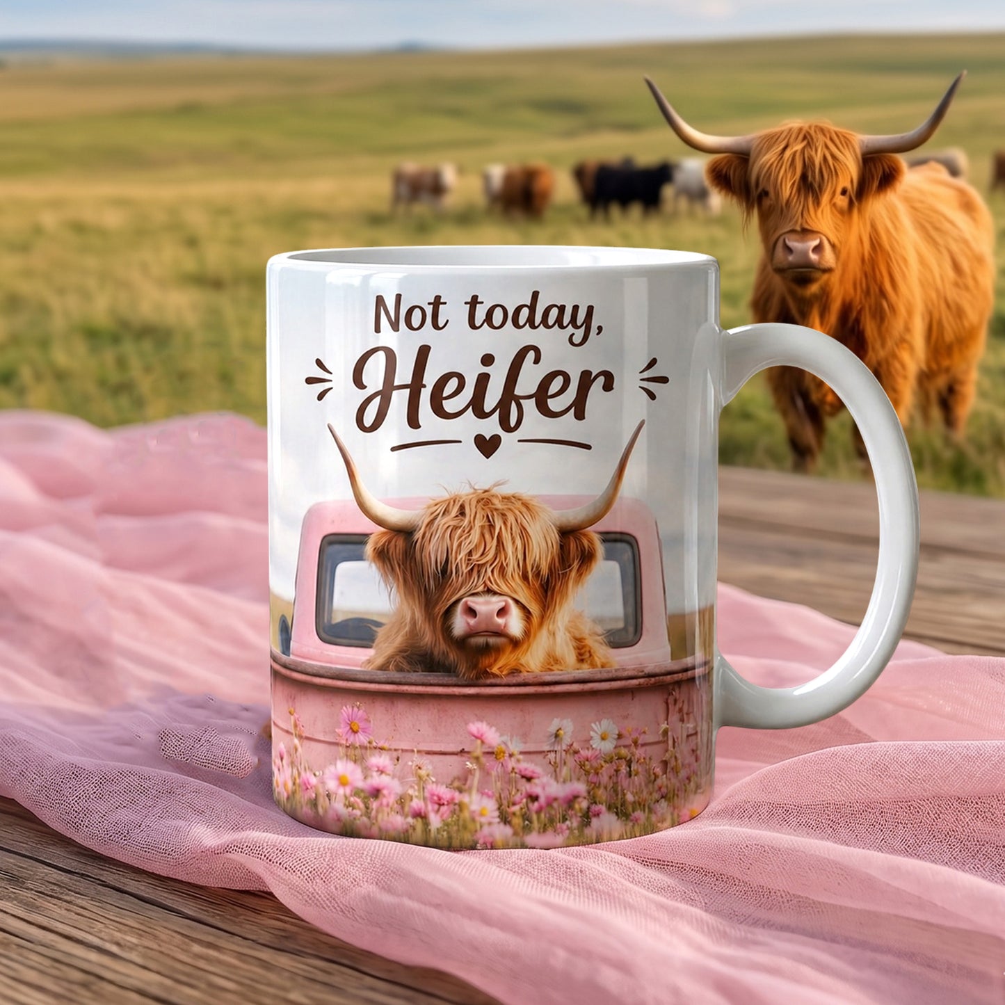 Not Today Heifer – Highland Cow White Mug