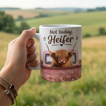 Not Today Heifer – Highland Cow White Mug