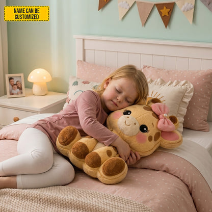 Personalized Cute Giraffe With Bow Pillow