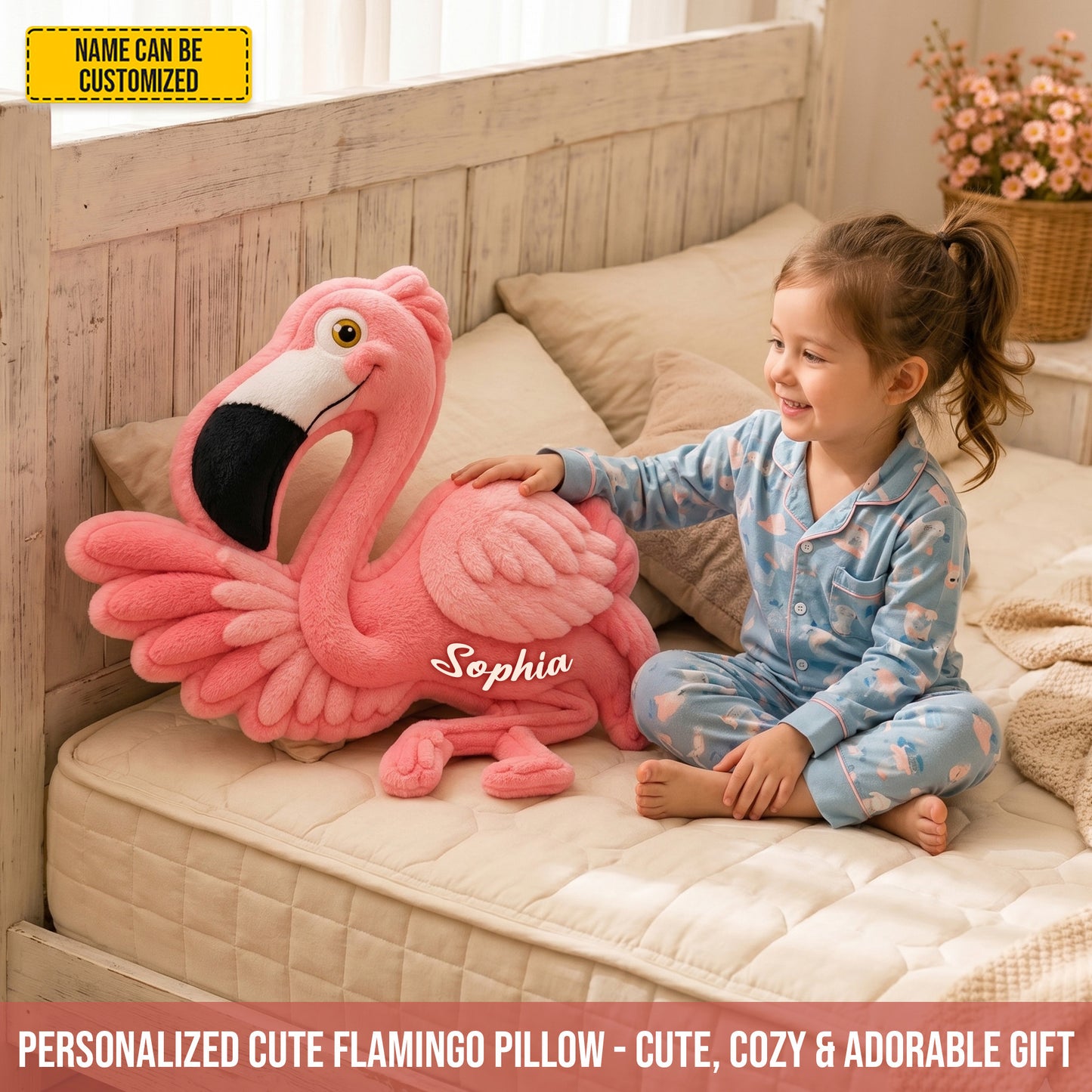 Personalized Cute Flamingo Custom Shaped Pillow