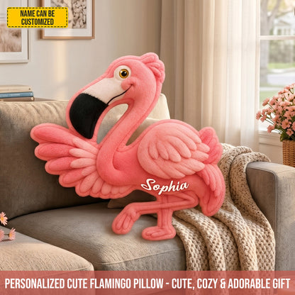 Personalized Cute Flamingo Custom Shaped Pillow