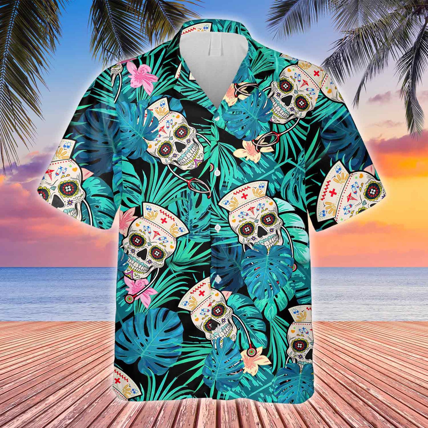 Nurse Skull Life Hawaiian Shirt