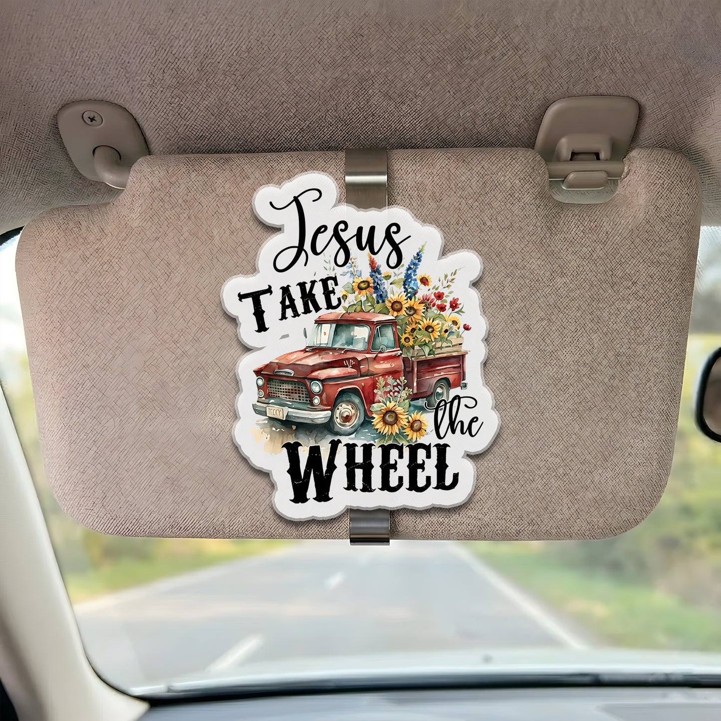 Jesus Take The Wheel Custom Shaped Car Visor Clip