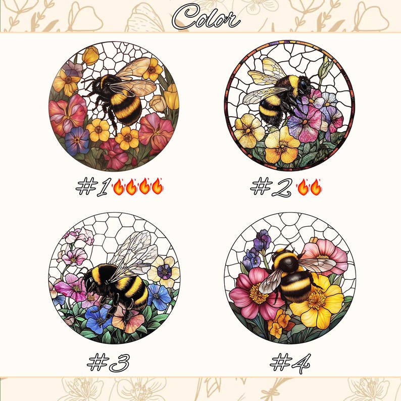 Bee Wildflower Stained Glass Suncatcher