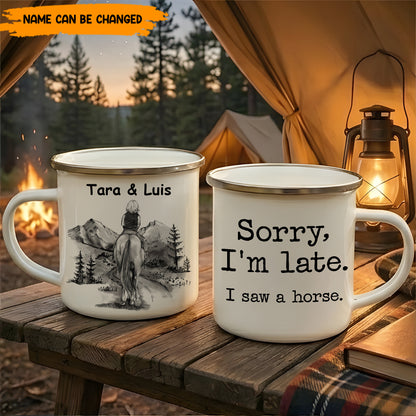 I Saw A Horse - Personalized Enamel Mug