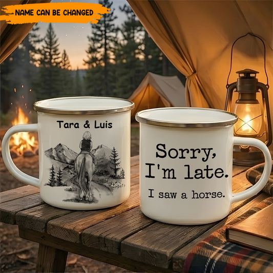 I Saw A Horse - Personalized Enamel Mug