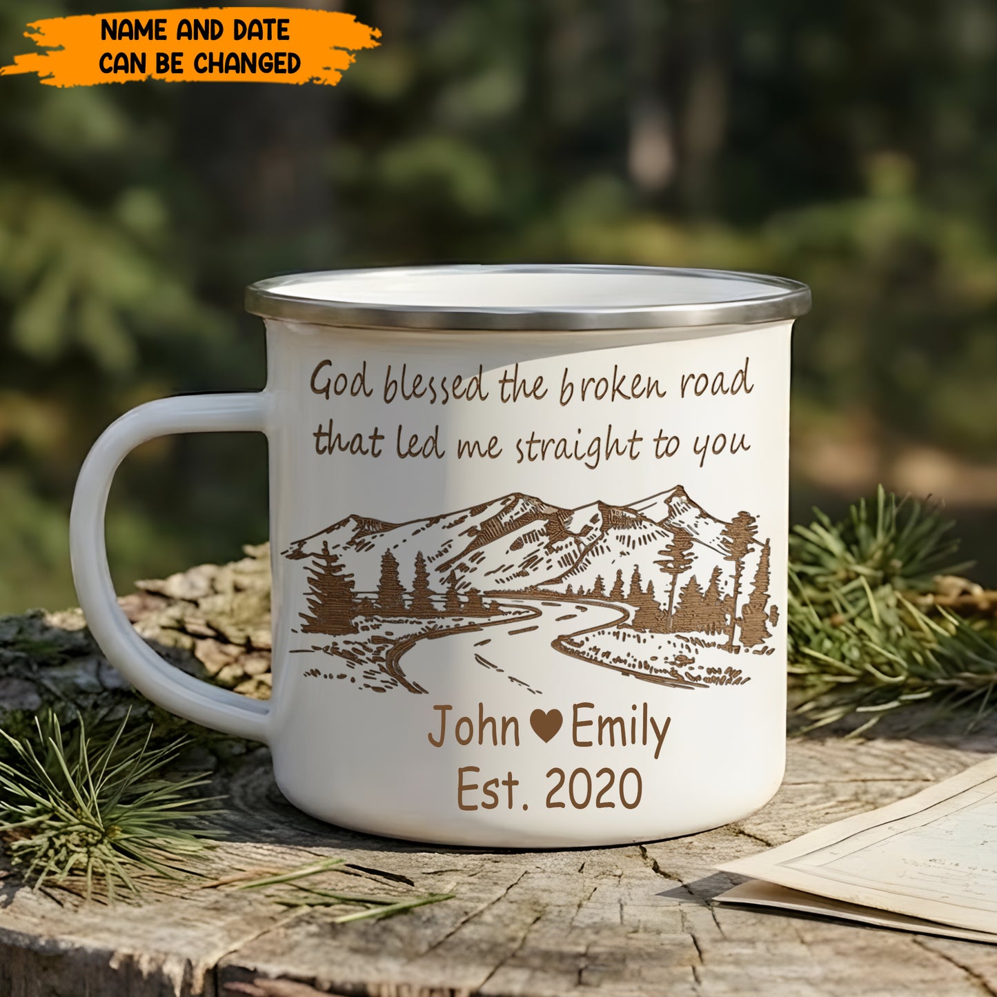 God Blessed The Brocken Road - Personalized Enamel Mug