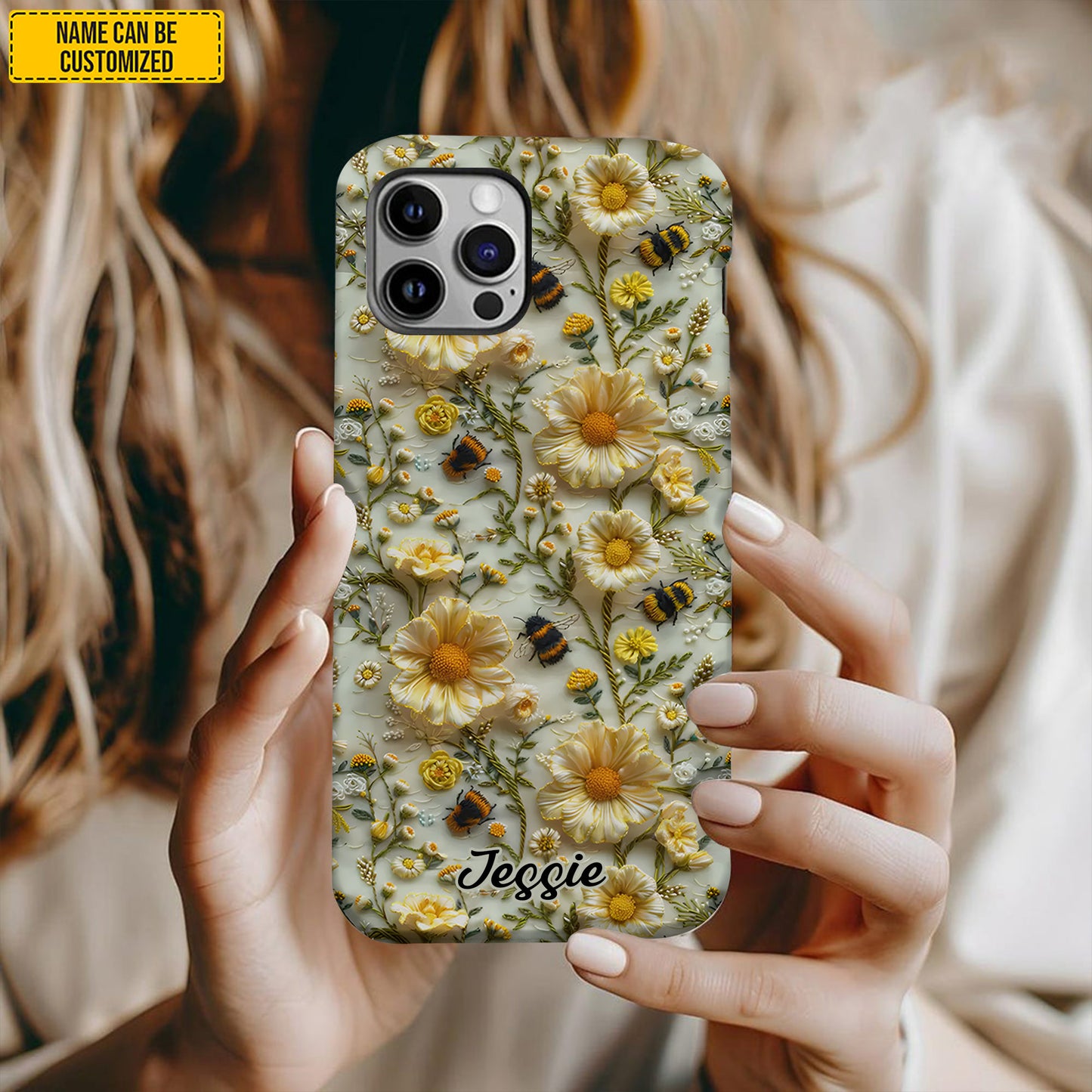 Bee & Flowers - Personalized Phone Case