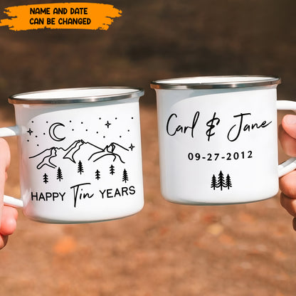 Happy Tin Years Anniversary Gift - Personalized Enamel Mug