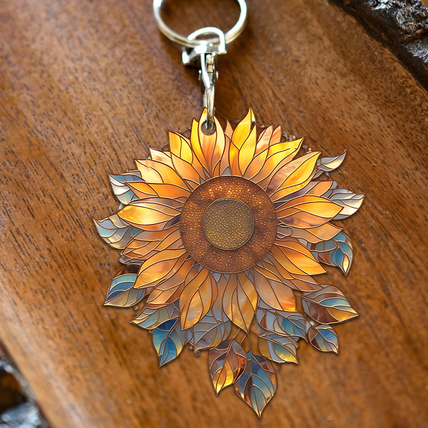 Sunflower Keychain, Personalized Shape Keychain