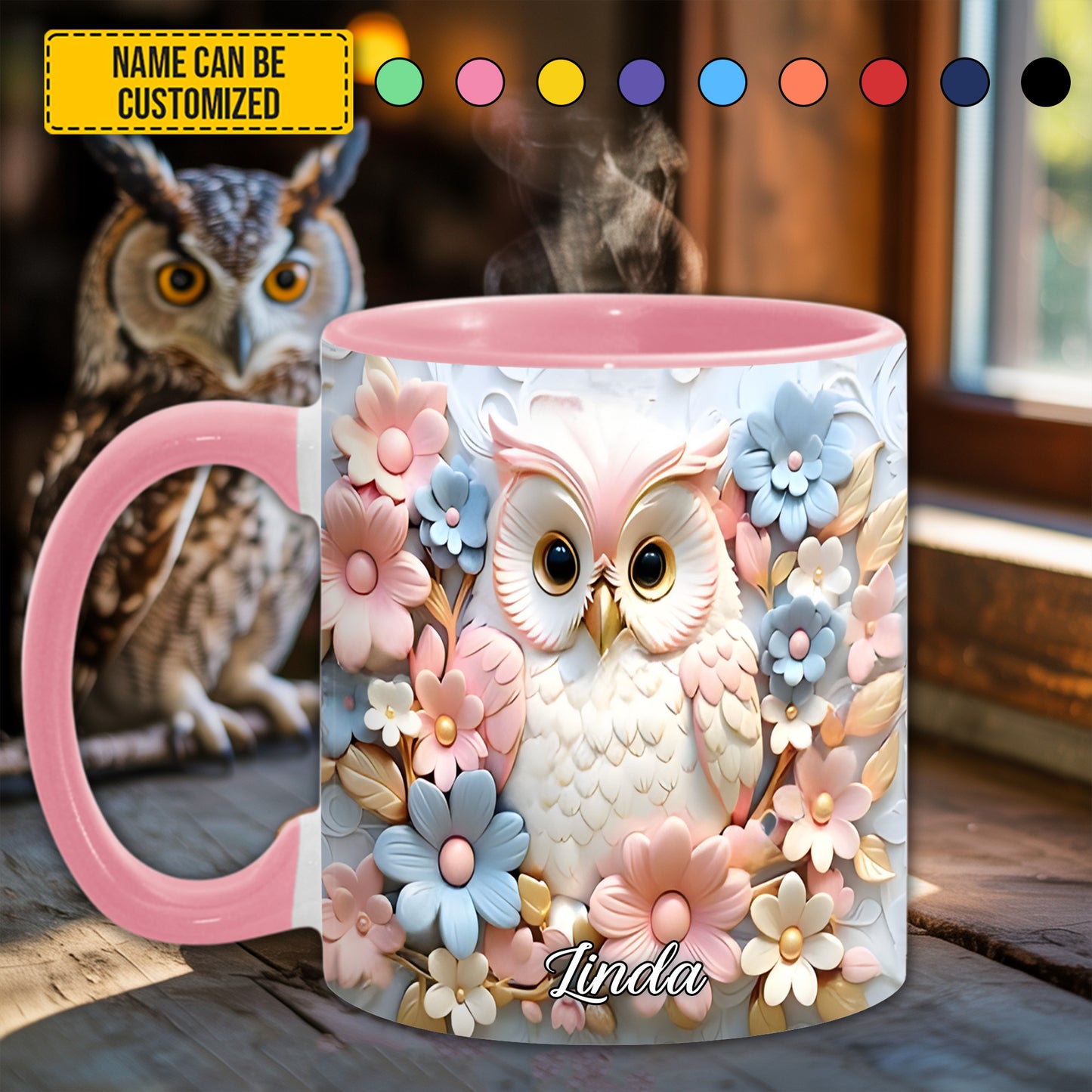 Owl accent mug - Personalized Accent Mug