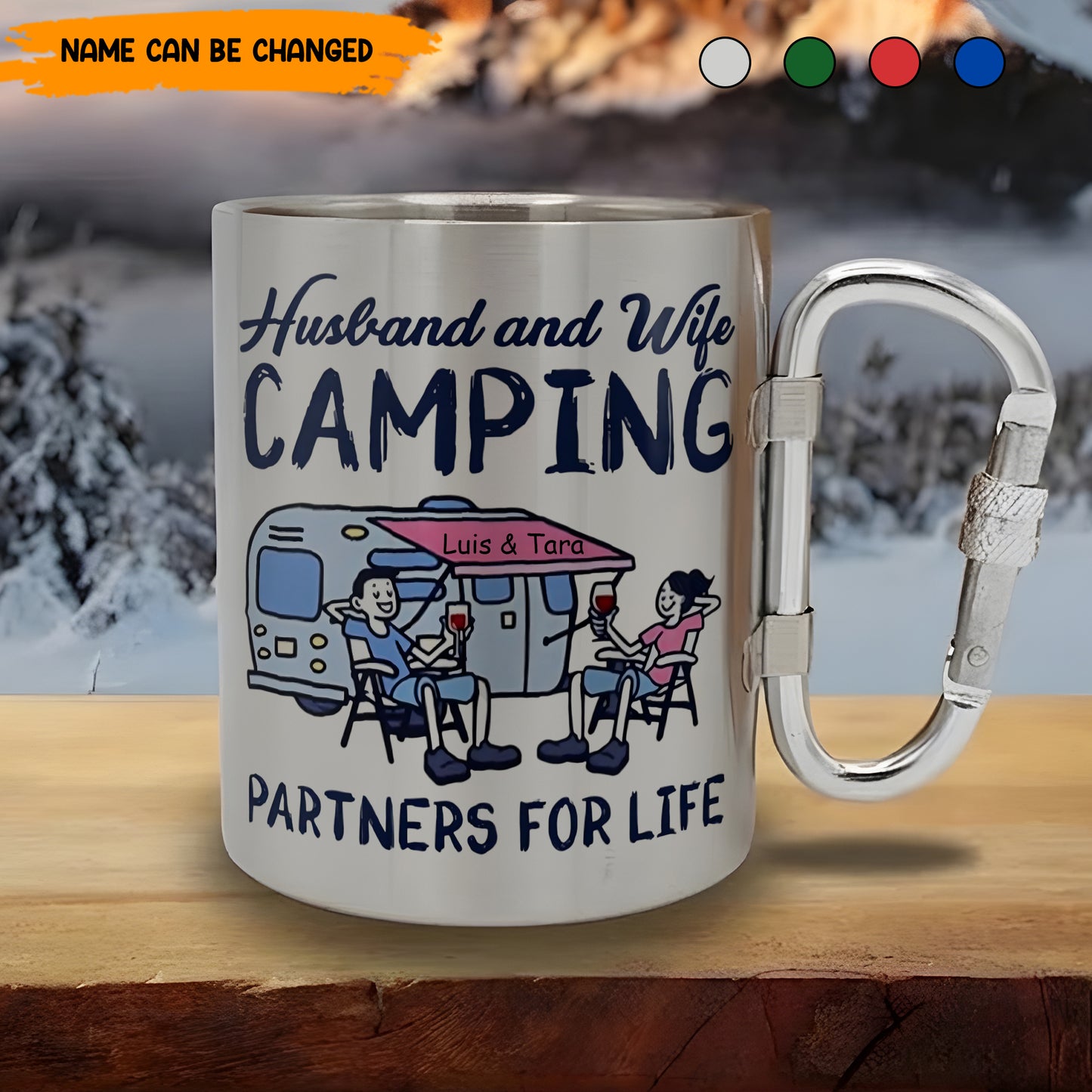 Husband and Wife Camping Partner For Life - Personalized Camping Carabiner Mug