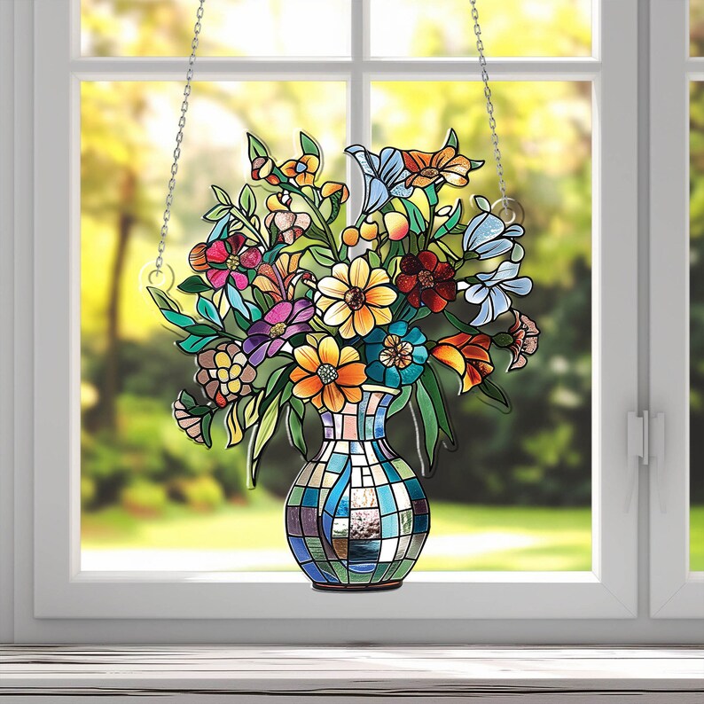 Flower Flask Acrylic Window Hanging