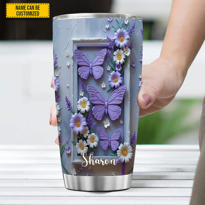 Personalized Butterfly Floral Tumbler