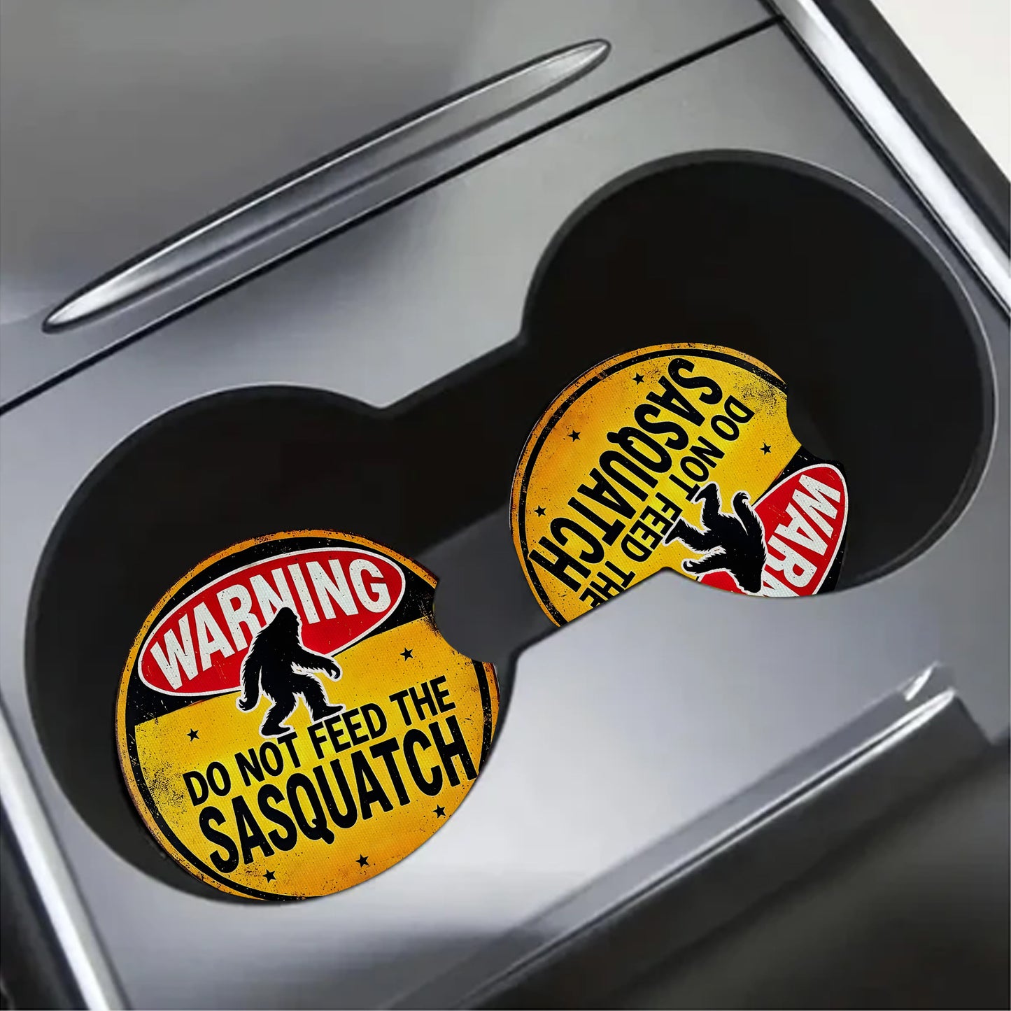 Vintage Warning Sasquatch Car Coaster